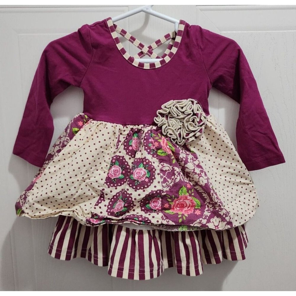 NWOT Serendipity Clothing Co Boutique Baby Girl Long Sleeve Ruffle Dress Sz‎ 12M